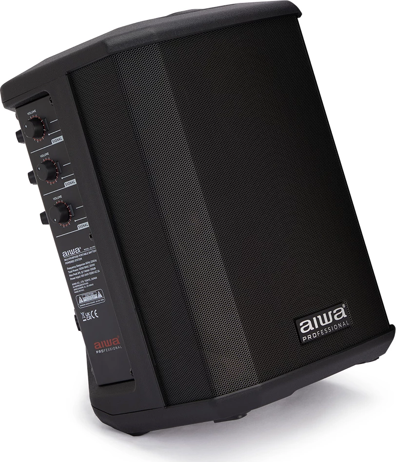 Altoparlant portativ aktiv Aiwa AX-1PRO 100W RMS Bluetooth 5.0 me bateri, mikser 3-kanalësh me reverb, TWS, 6.5\" woofer, i zi