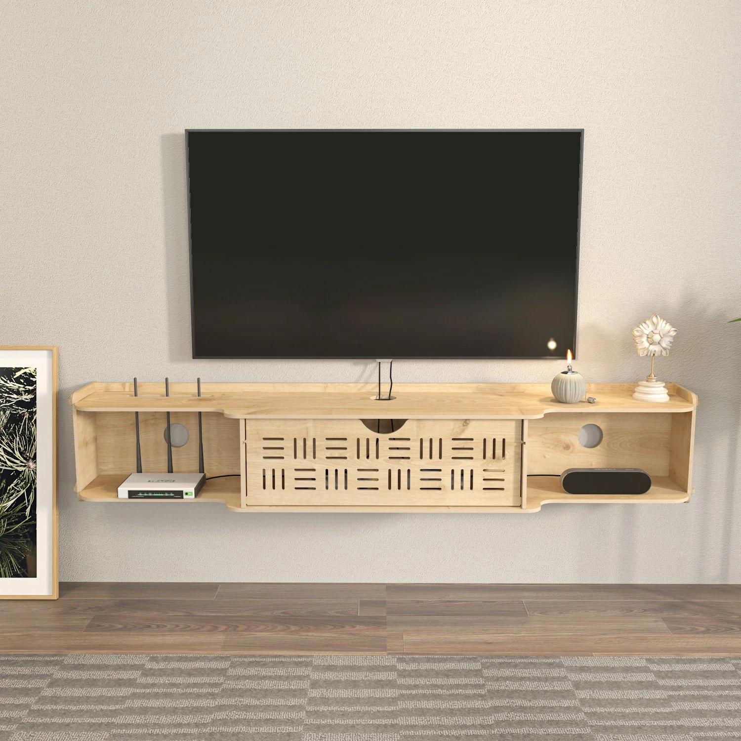Komodë TV Skye Decor, ngjyrë lisi, për mur