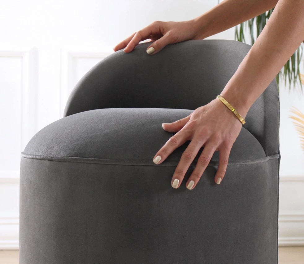 Puf Atelier del Sofa, ngjyrë gri e errët, kadife