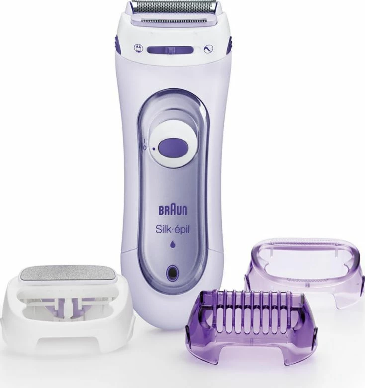 Makinë rroje për gra Braun Lady Shaver LS 5560 Wet & Dry me trimmer, vjollcë, me karikues dhe furçë pastrimi