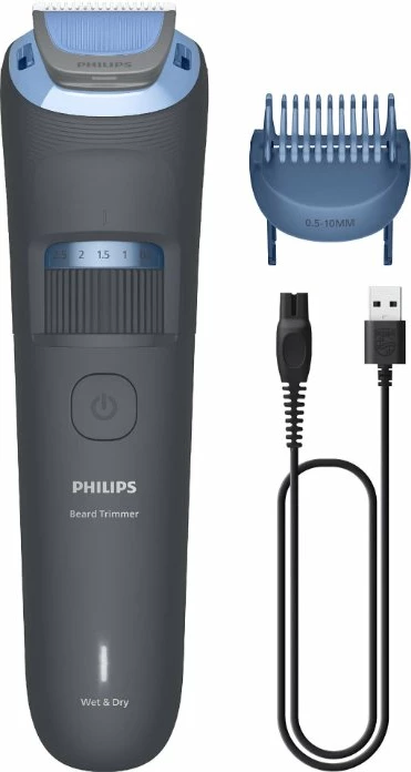 Trymer mjekre Philips BT3617/15, 20 nivele 0.5–20 mm, bateri Li-ion 60 min, karikim USB-A, i larë në ujë, blu