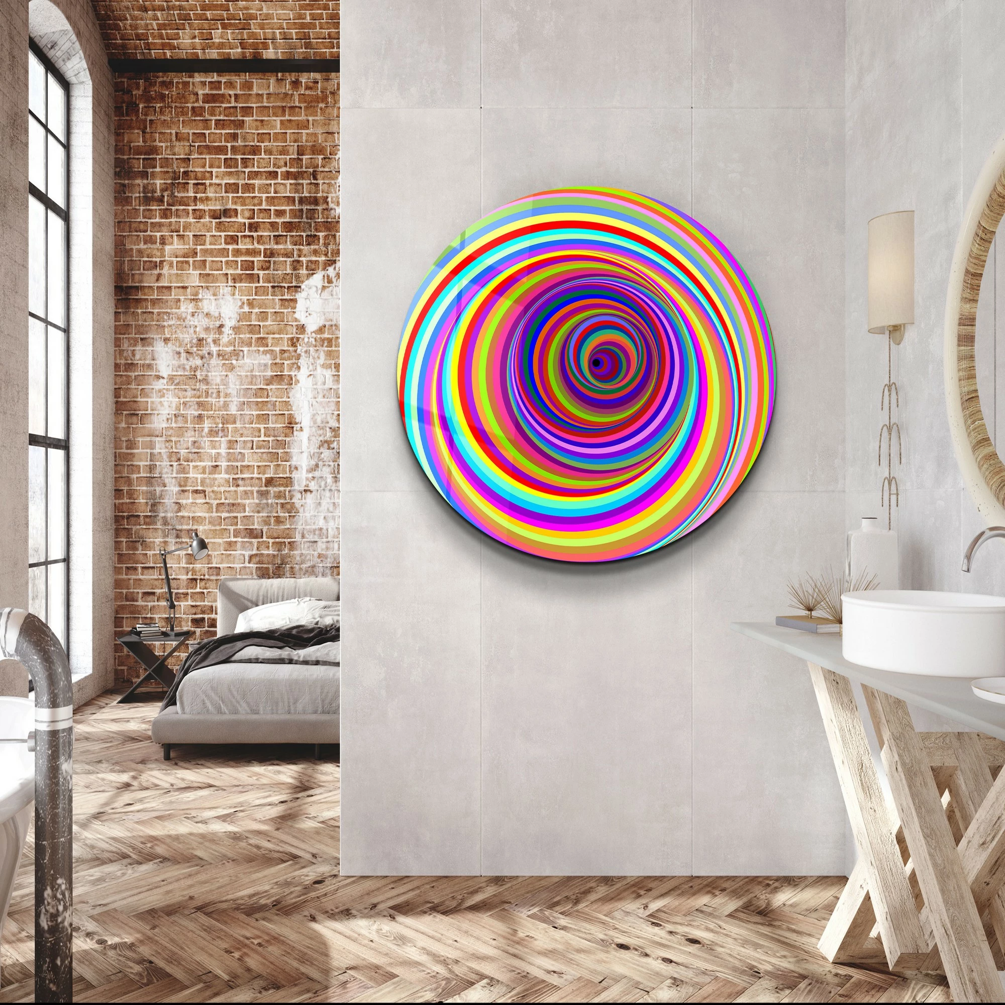 Pikturë dekorative prej xhami të temperuar, shumëngjyrëshe, SKR-9062, 80x80cm