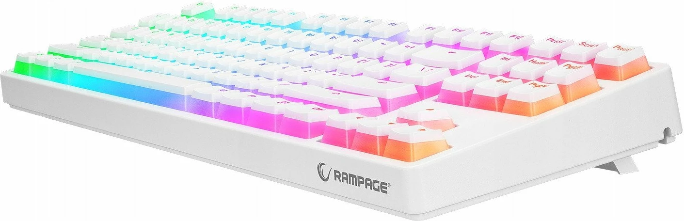 Tastierë mekanike gaming Rampage Ghost KB-R136, TKL 80%, Huano Red, RGB, USB-C me kabllo të shkëputshme, e bardhë, set me kabllo Type-C