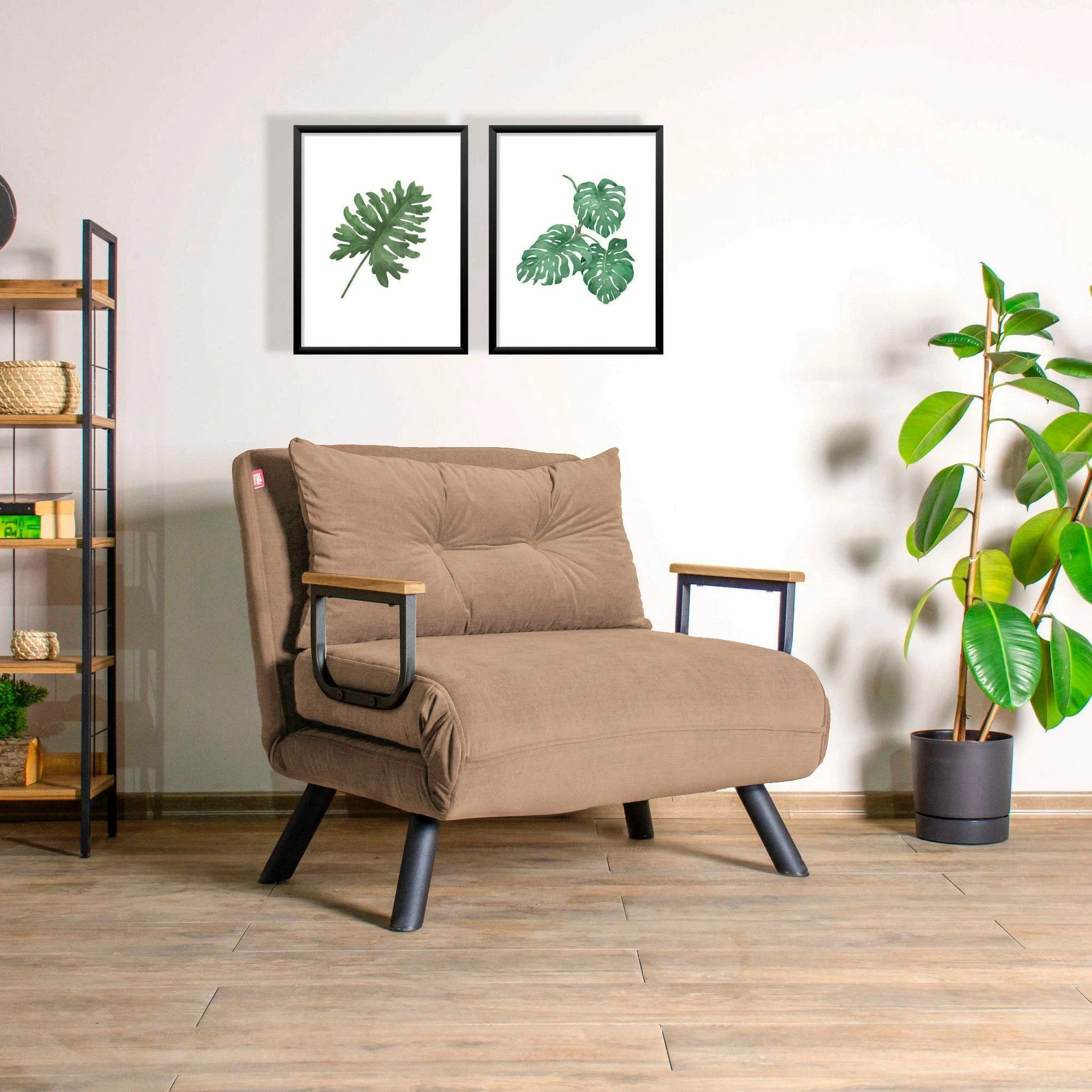 Krevate-kolltuk një vendësh Sando, kafe e çelët, Atelier del Sofa
