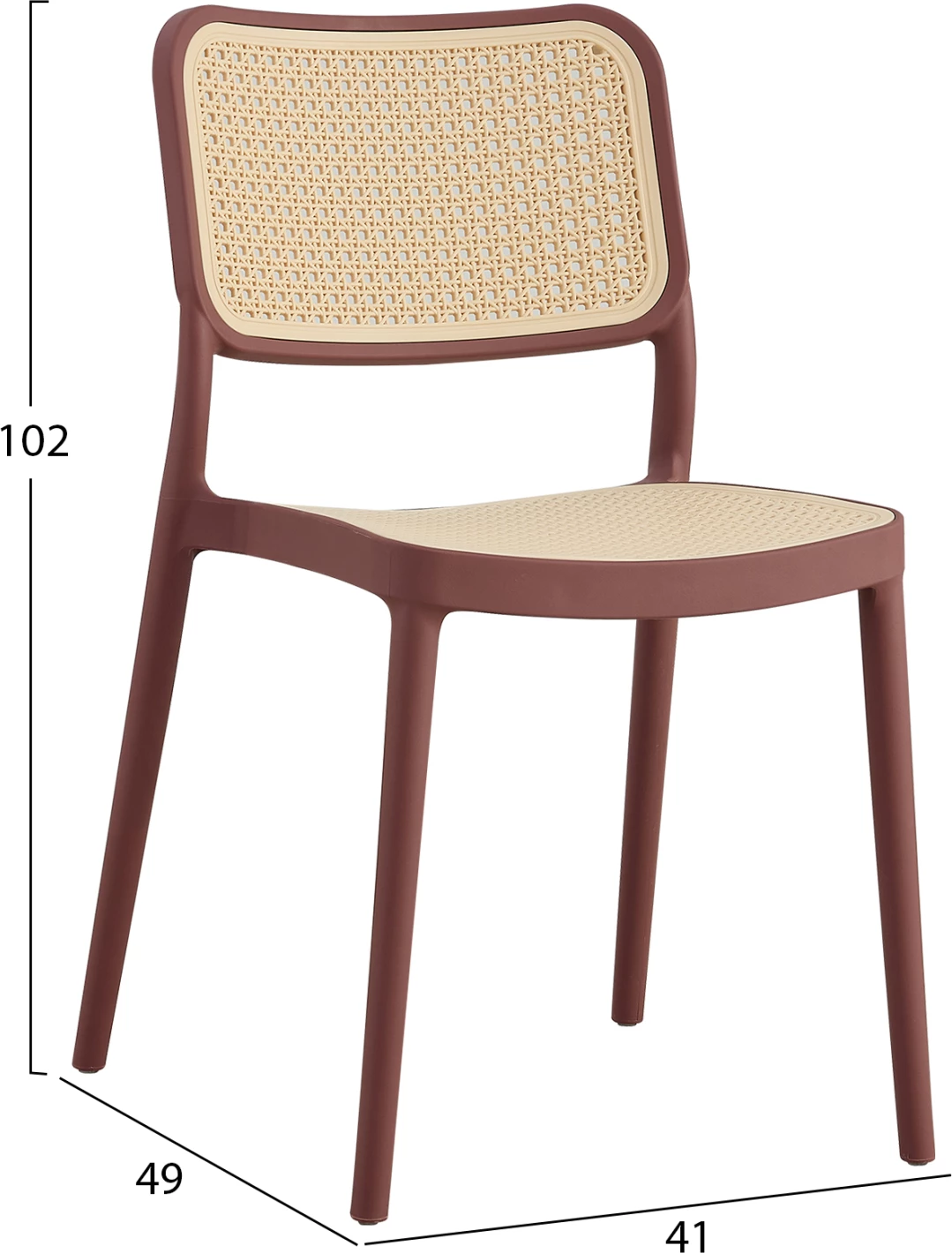 Karrige polipropileni MEKO FH5934.05, ngjyrë maroon dhe bezhë, 41x49x102H cm