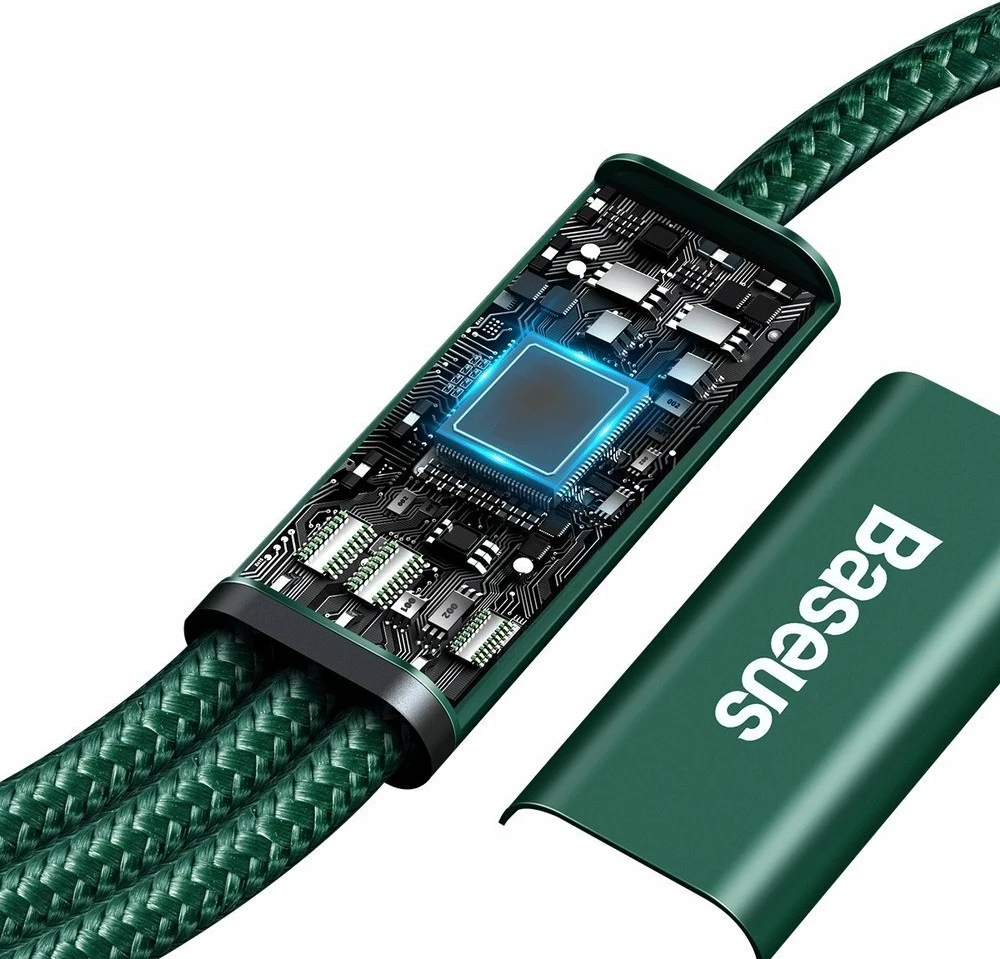 Kabllo 3-në-1 Baseus Rapid Series CAMLT-SC06, 1.5m, 20W, USB-C/Lightning/micro USB, e gjelbër