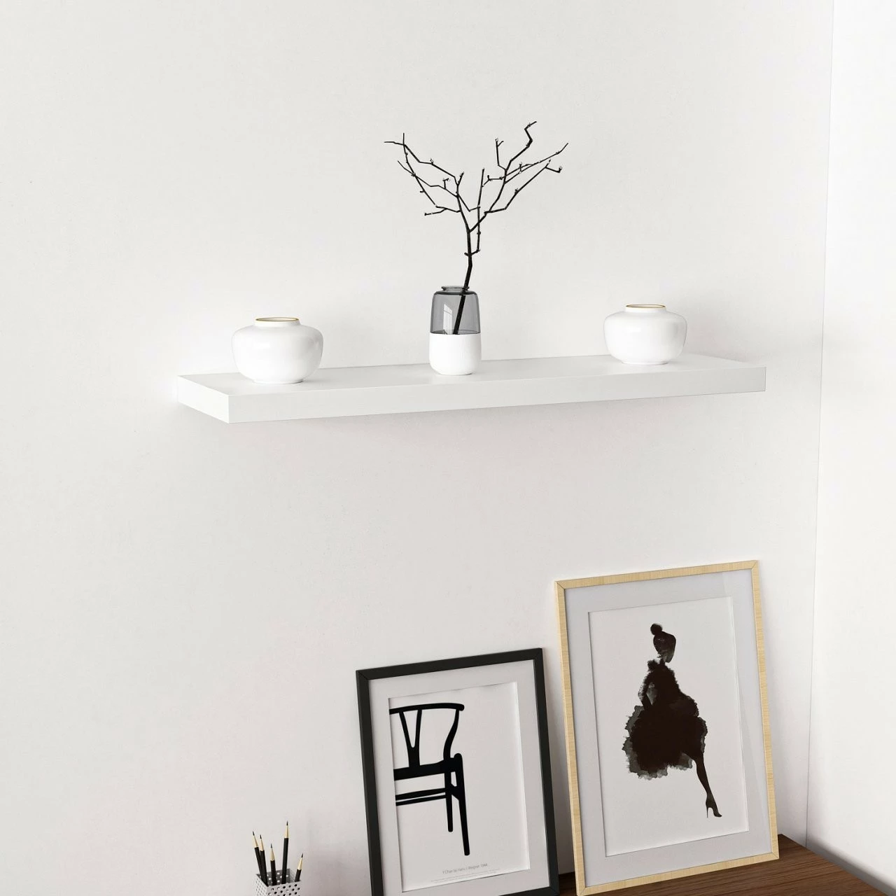 Raft muri Skye Decor, i bardhë, 80 cm