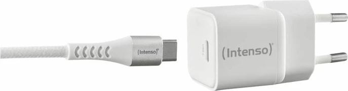 adapter karikimi GaN INTENSO W30C 30W USB-C + kabllo USB-C 60W 1.5m, e bardhë