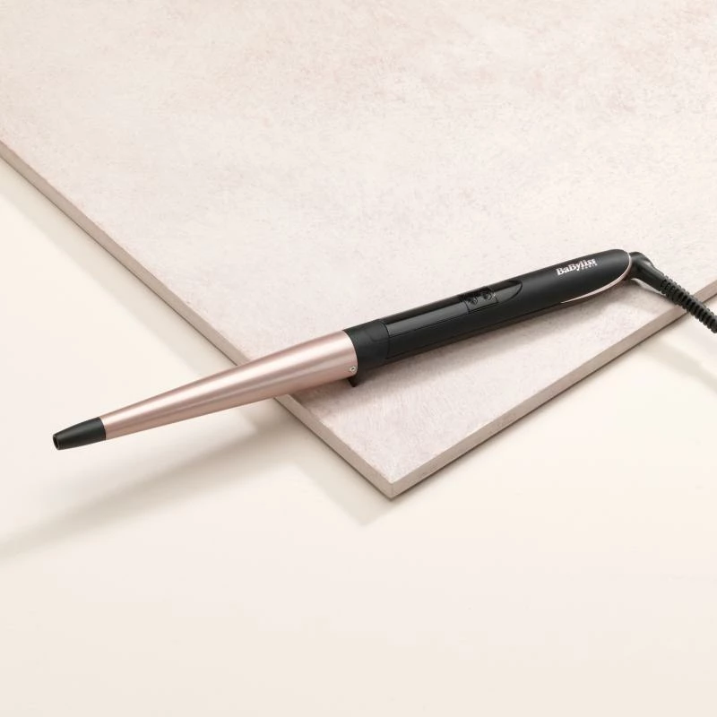 ondulues flokësh konik, BaByliss C454E, shufër ekstra e gjatë, 6 nivele deri 210°C, quartz-ceramik, e zezë/rozë