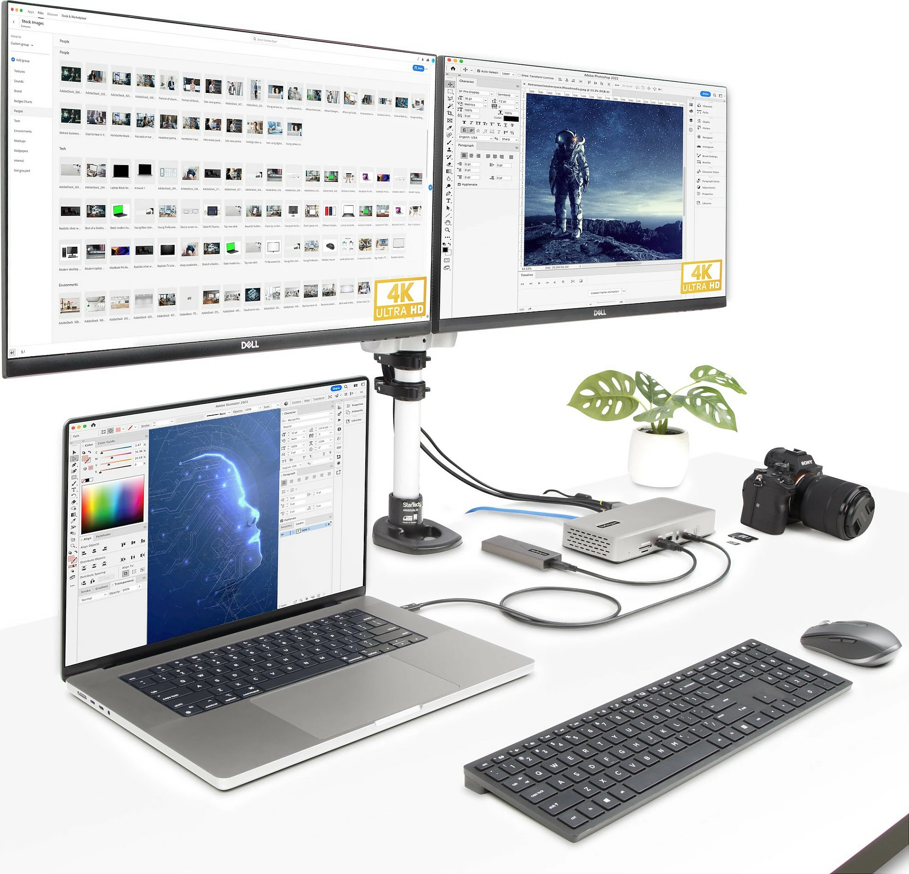 Docking station StarTech USB4/Thunderbolt 4, 98W PD, 2x HDMI 2.1 + 2x DisplayPort 1.4, 2.5GbE, gri