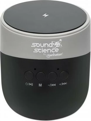 Altoparlant Bluetooth MANHATTAN Sound Science, me pad karikimi wireless, slot MicroSD, i zi/anthracite