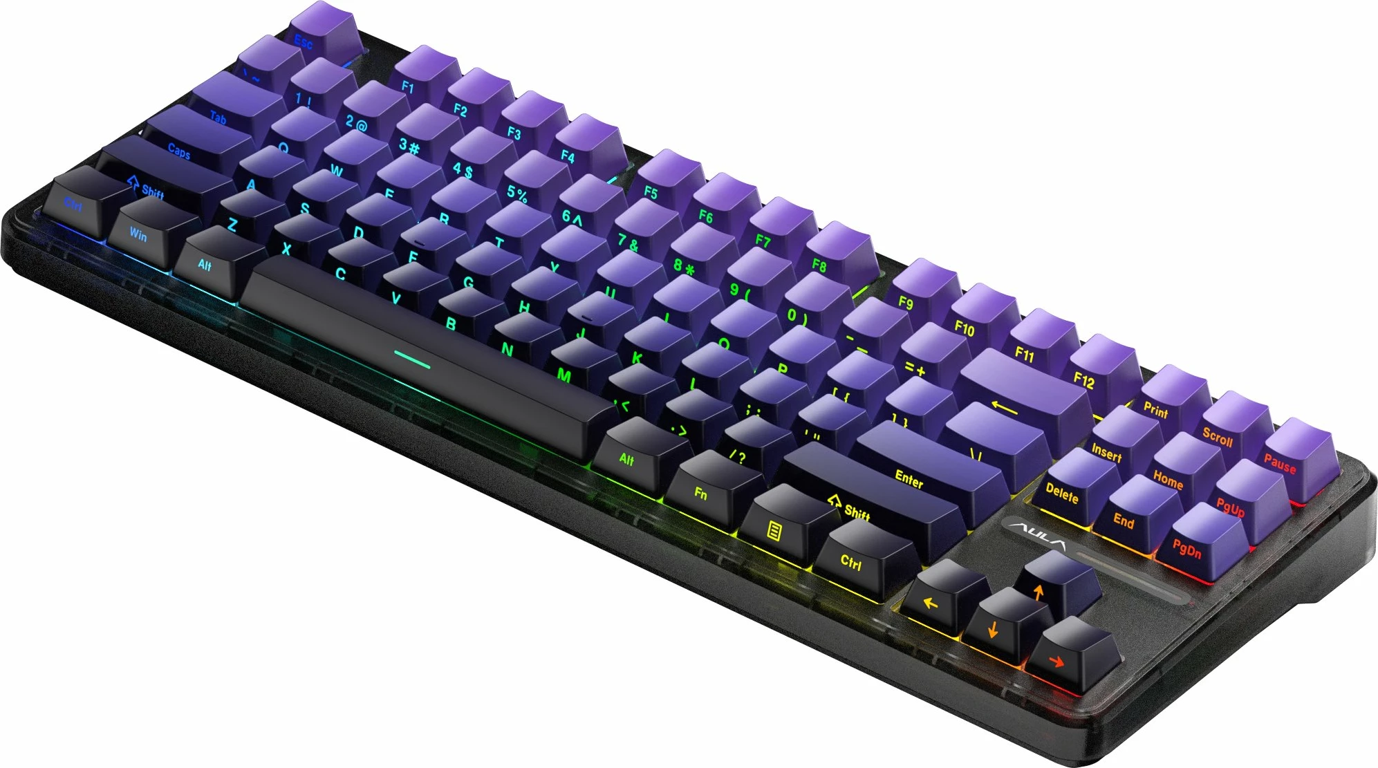 Tastierë mekanike gaming Aula F87 Pro GrayWood V4, TKL 80% (87 taste), RGB, US layout, USB/2.4 GHz/Bluetooth, vjollcë
