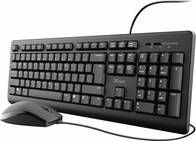 Set tastierë dhe maus Trust Primo 23970, USB, layout EN, me numpad, i zi