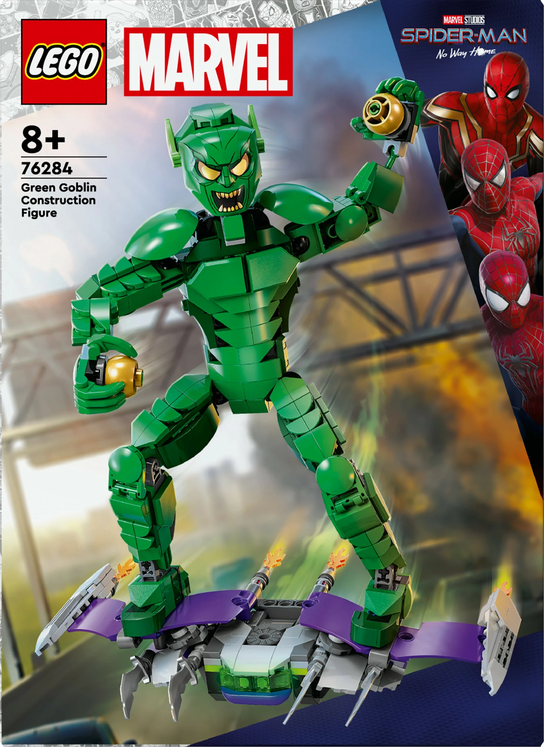 Set ndërtimi LEGO Marvel Green Goblin 76284, figurë ndërtuese, shumëngjyrëshe