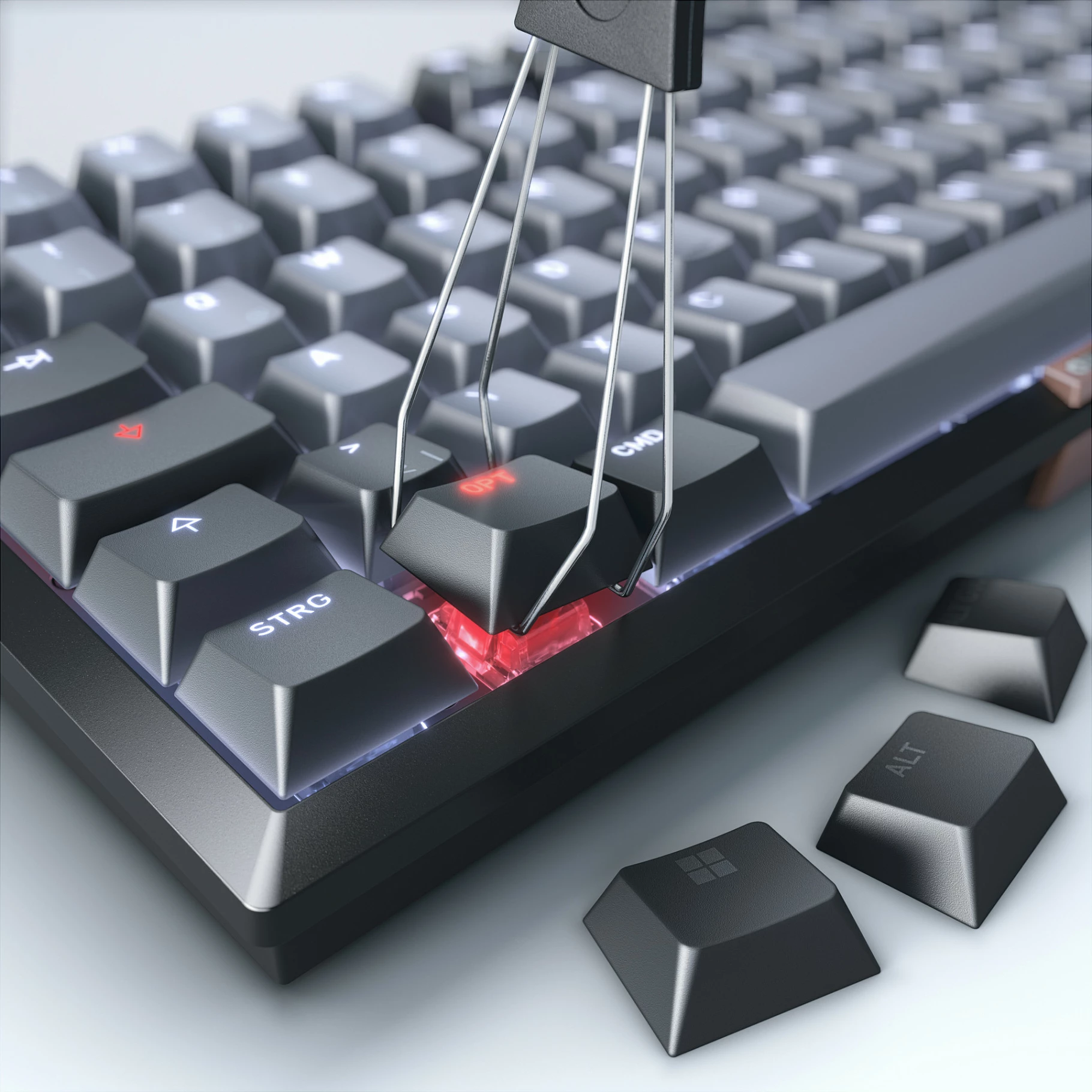 Tastierë mekanike Cherry KW 300 MX, 75%, USB + Bluetooth, Cherry MX2A Silent Red, QWERTZ, LED, e zezë/gri
