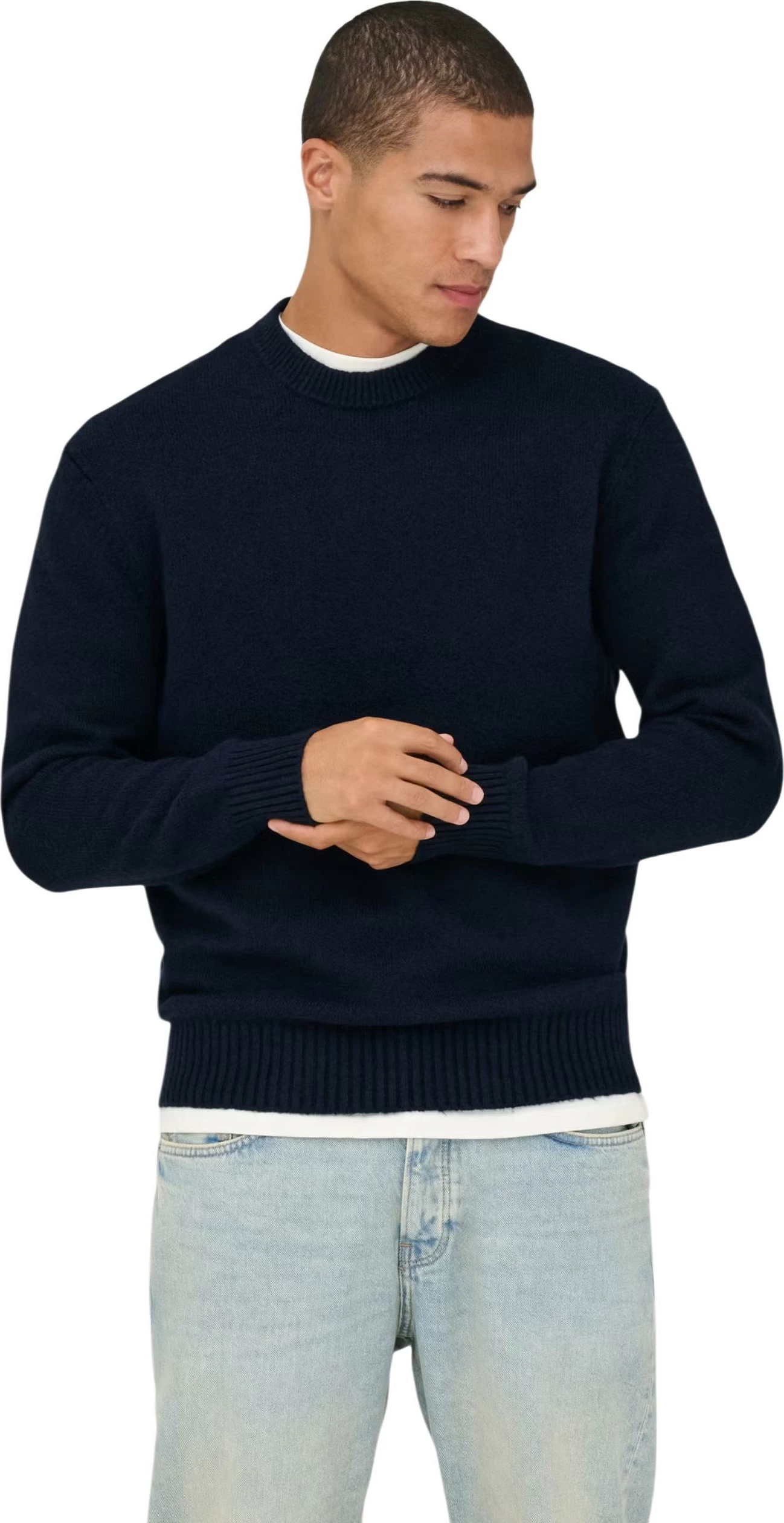 Xhemper Only & Sons Onsjames Rlx Crew Knit Noos 22033783 për meshkuj, i kaltër