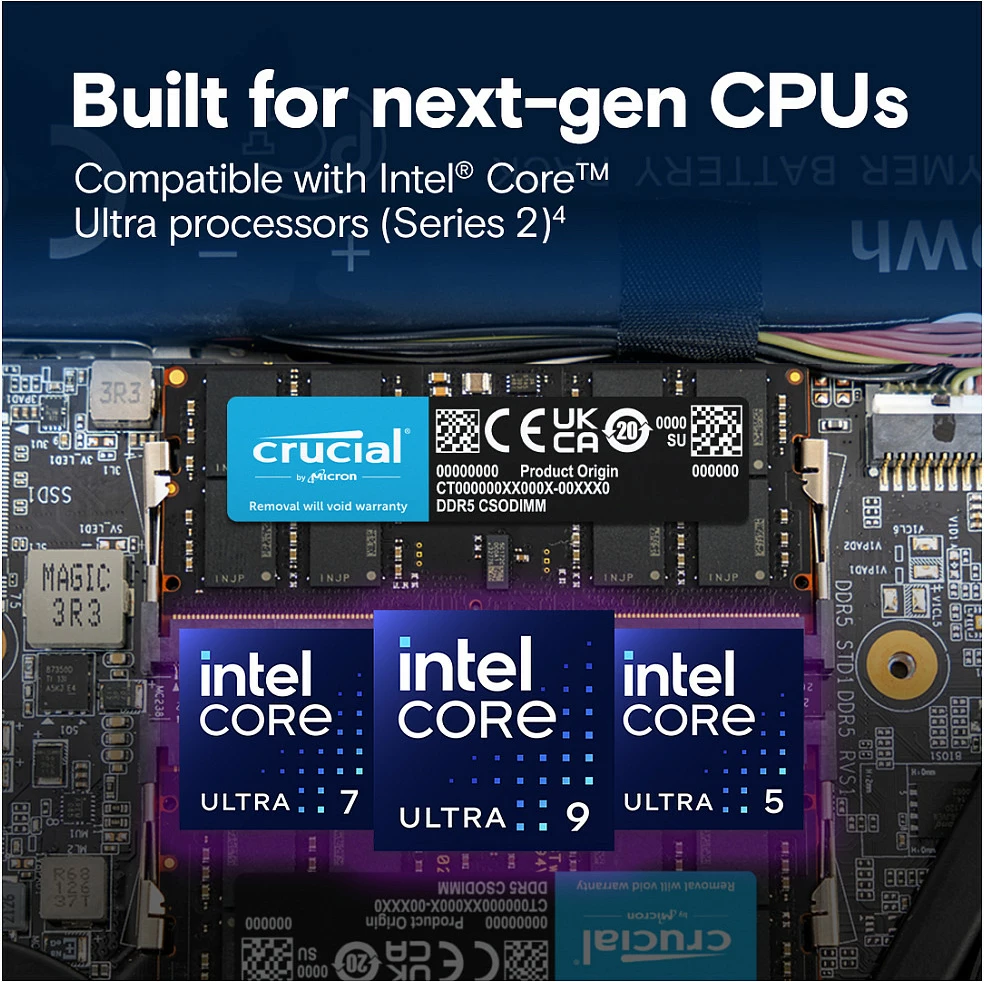 RAM Memorje Crucial DDR5 SO-DIMM 32GB 6400MT/s, e zezë