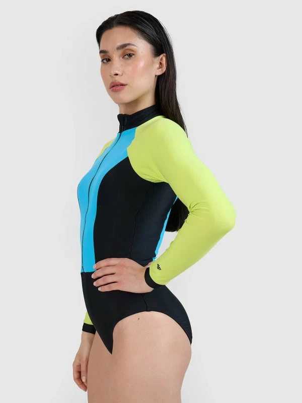 Kostum banje njëpjesësh për femra 4f, me mëngë të gjata