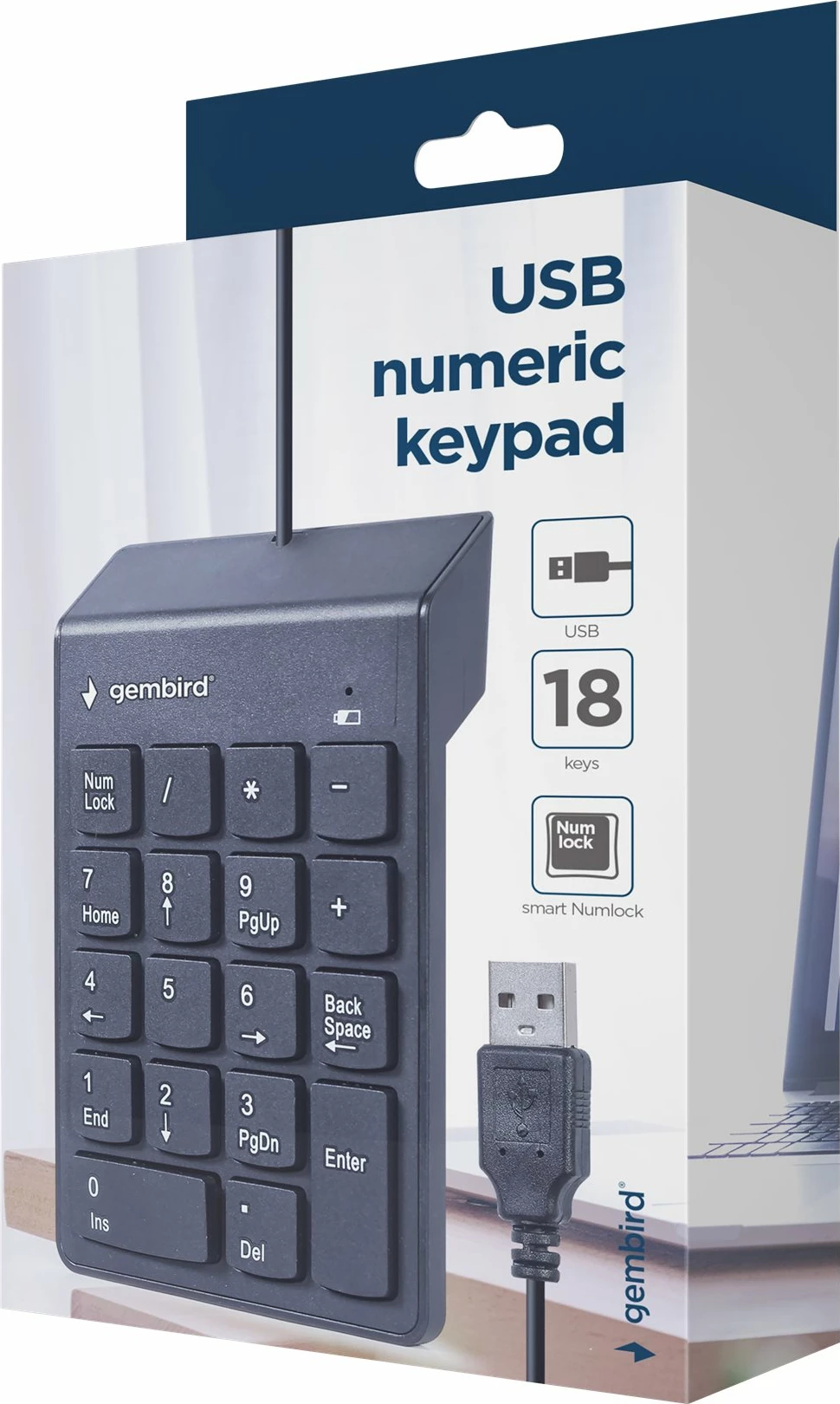 Tastierë numerike Gembird KPD-U-03 me kabllo, USB, e zezë