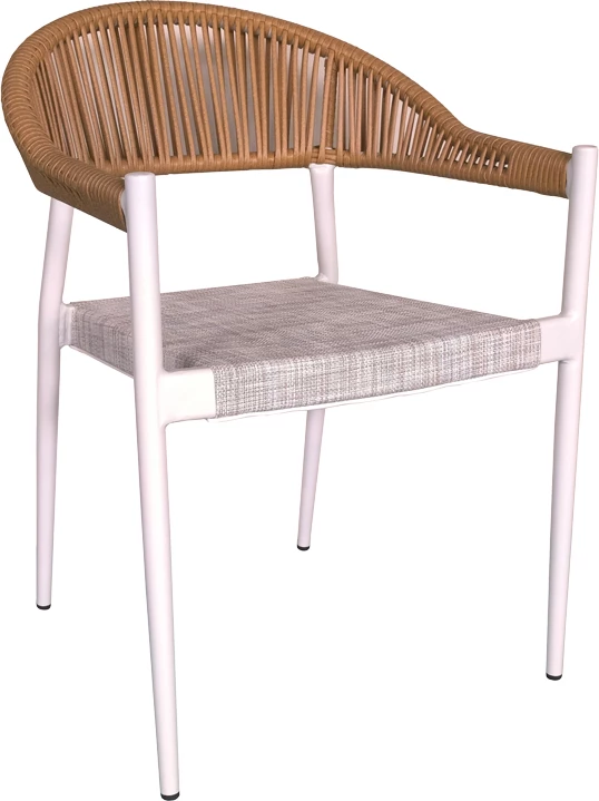 Set tavolinë me karrige për terasë Nares-Elation, alumin i bardhë, plywood natyral, 140x80x72.5cm, 5 pjesë