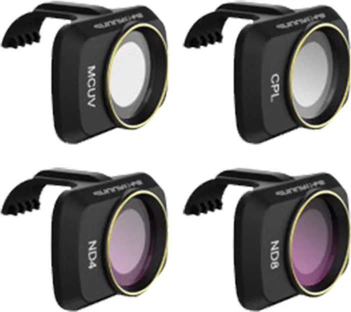 Set filtra për dron, Sunnylife MM-FI9257, CPL/ND4/ND8/UV, për DJI Mini 2 / Mini 2 SE, set 4-copësh
