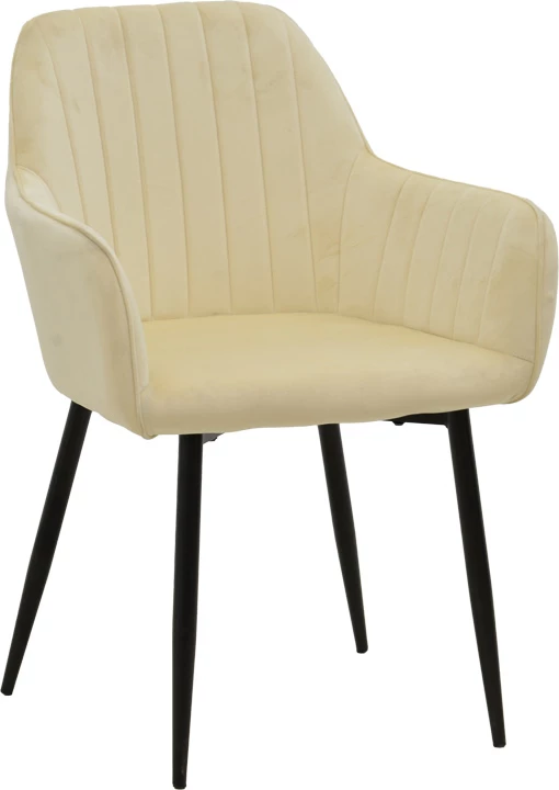 Karrige Noor, kadife bezhë, këmbë metalike të zeza, set prej 2 copash, 58x58x86cm