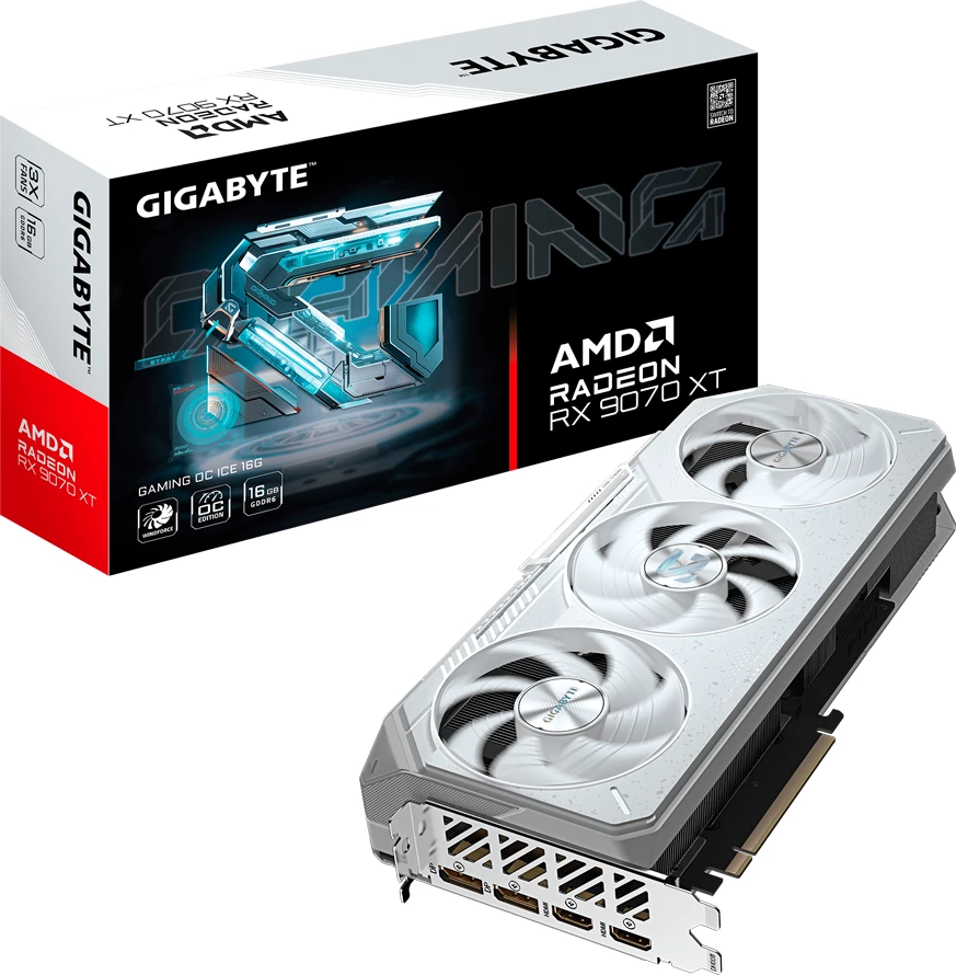Kartë grafike GIGABYTE Radeon RX 9070 XT GAMING OC ICE 16G 16GB GDDR6 256-bit, e bardhë