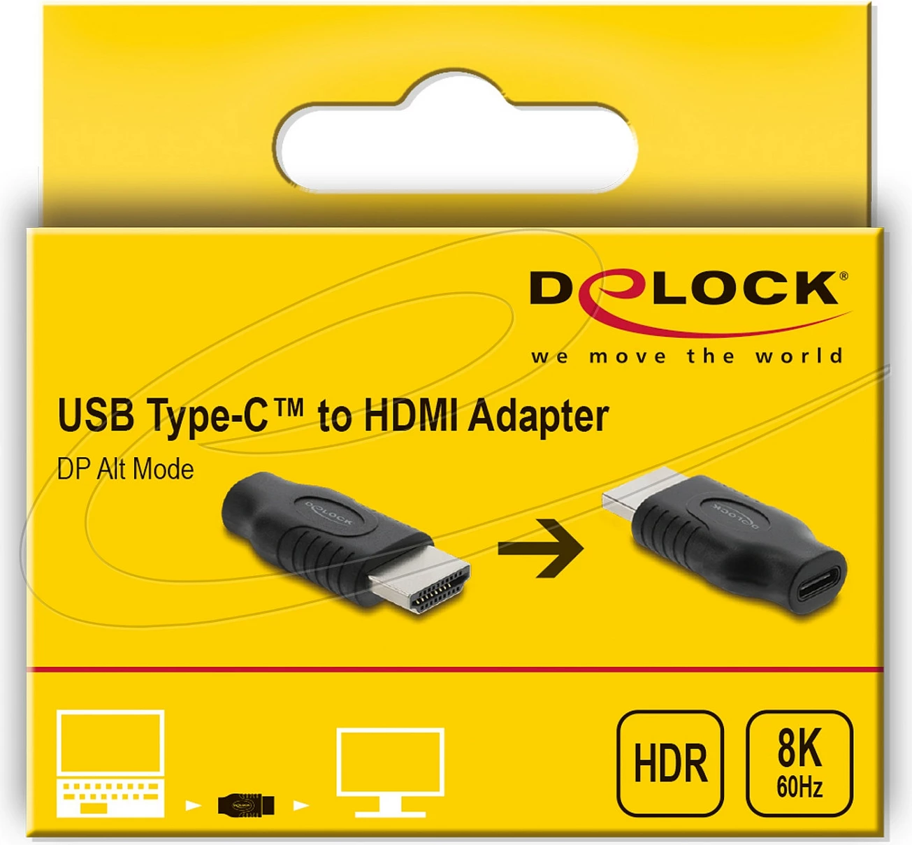 Adapter DeLOCK 61076, USB Type-C në HDMI, 8K 60Hz, i zi
