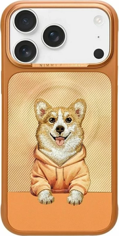 Kapak MagSafe Nimmy Gentle Pets Series Dog për iPhone 17 Pro, portokalli