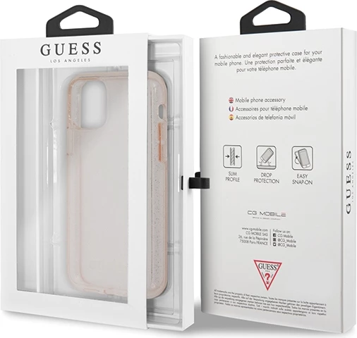 Mbështjellës Guess GUHCN65PCGLPI për iPhone 11 Pro Max, Glitter, Rozë