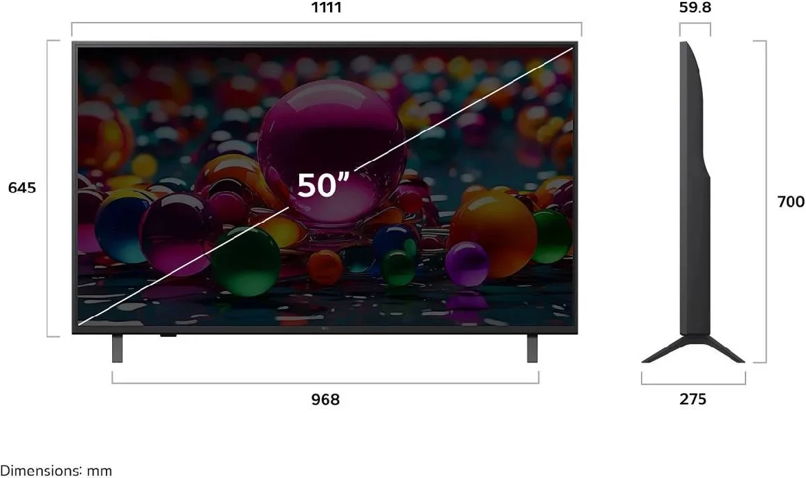 Televizor LED, LG, 50UA75003LA, 50" 4K UHD Smart, 60 Hz, HDR, Wi‑Fi/BT, 3xHDMI 1xUSB, i zi