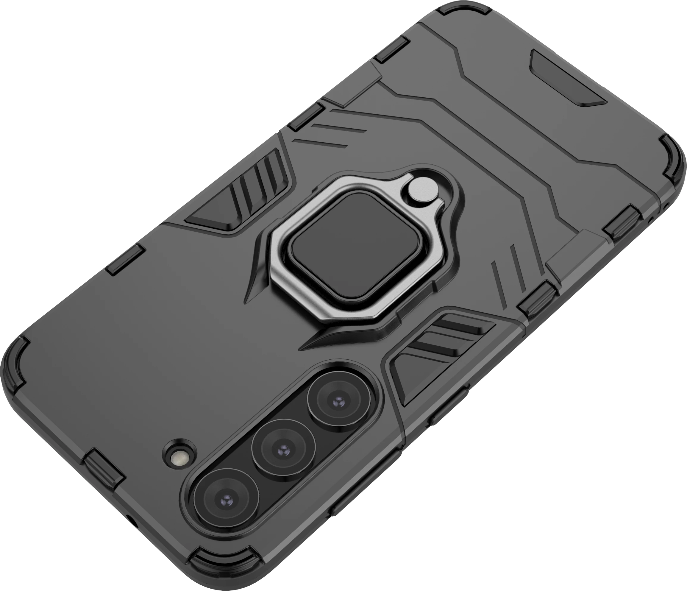 Mbështjellës Hurtel Ring Armor për Samsung Galaxy S23, me unazë metalike, i zi