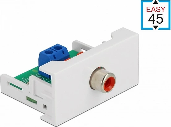 Modul RCA femër DeLOCK Easy 45, 22.5 x 45 mm, i bardhë