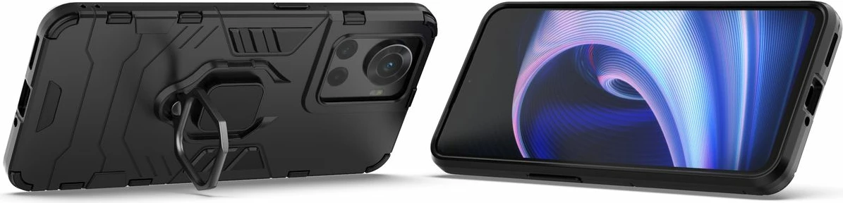 Mbështjellës Hurtel Ring Armor për OnePlus Ace, me dorezë magnetike, i zi