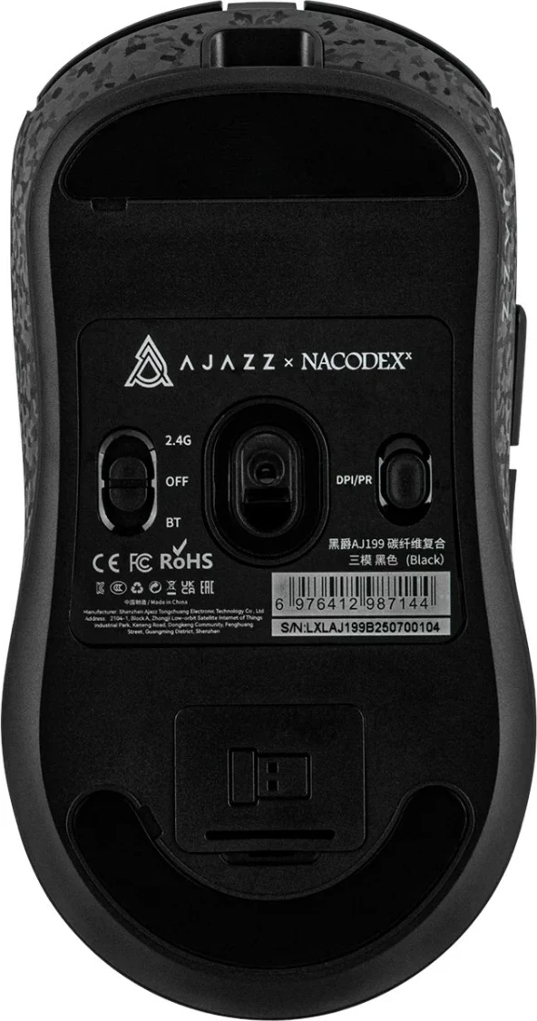 Maus pa kabllo Ajazz AJ199, 12000 DPI, 2.4GHz/Bluetooth, 60g, i zi karbon