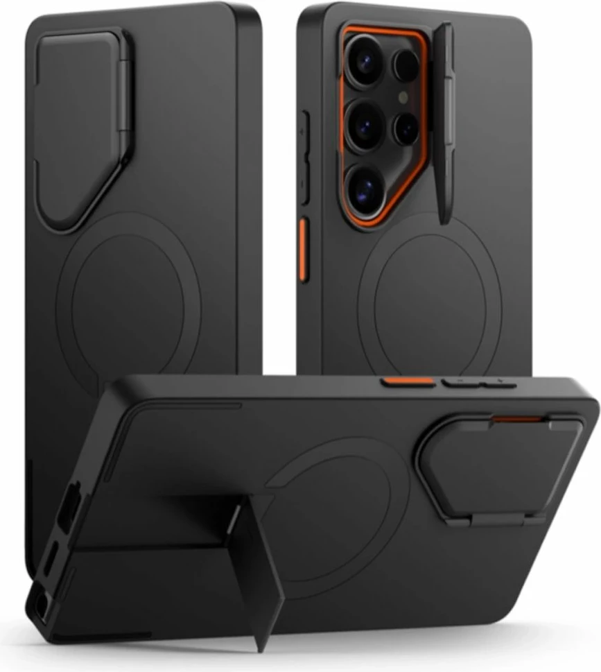 Mbështjellës Tech-Protect Kevlar Aura MagSafe për Samsung Galaxy S25 Ultra, Zi/Portokalli