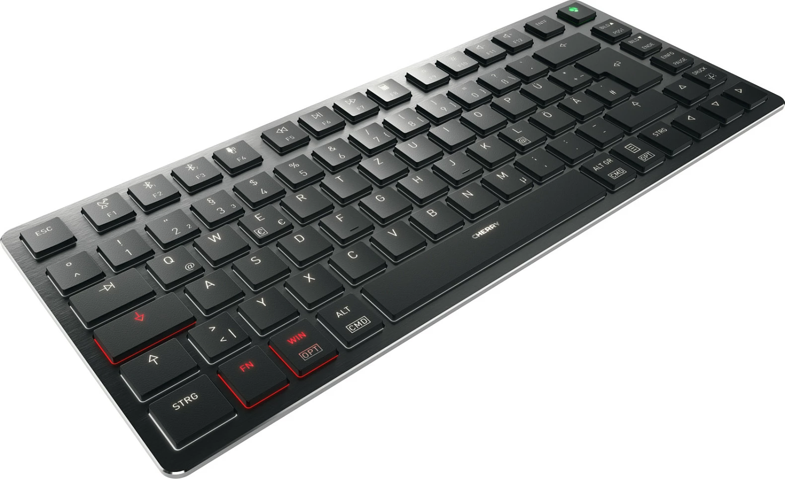 Tastierë mekanike Cherry KW X ULP 2.0 MINI, 75%, USB-C + RF 2.4GHz + Bluetooth 5.2, QWERTZ gjerman, LED i bardhë, e zezë