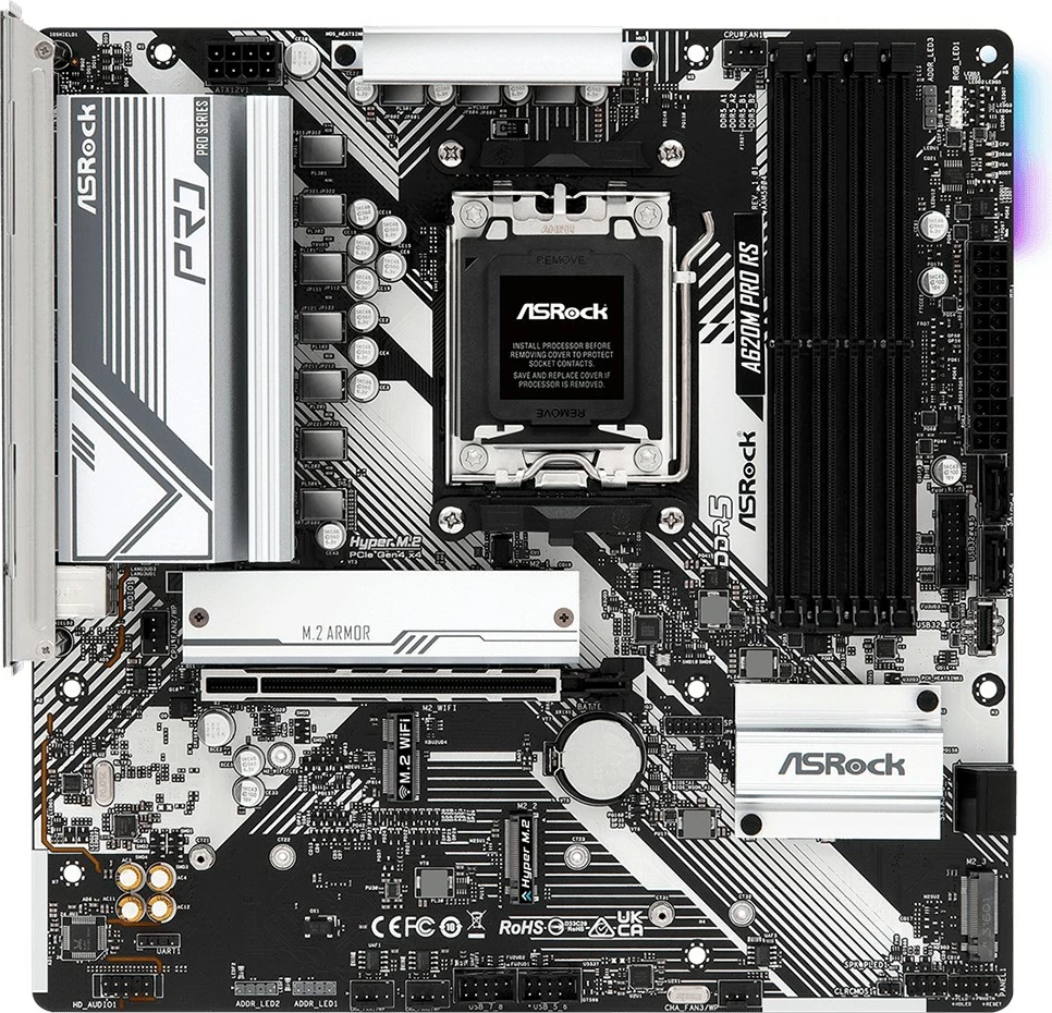 Pllakë amë ASRock A620M Pro RS, AMD, Socket AM5, DDR5-SDRAM, 192 GB, e zezë