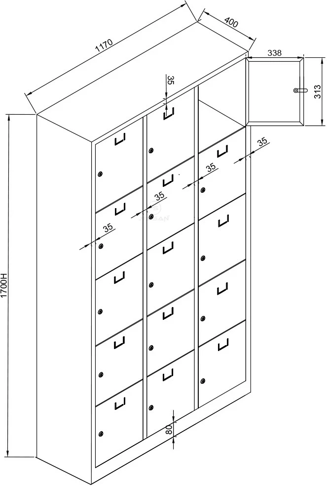 Dollap me 15 ndarje, ngjyrë gri-portokalli, Skye Decor, Js1018Tu