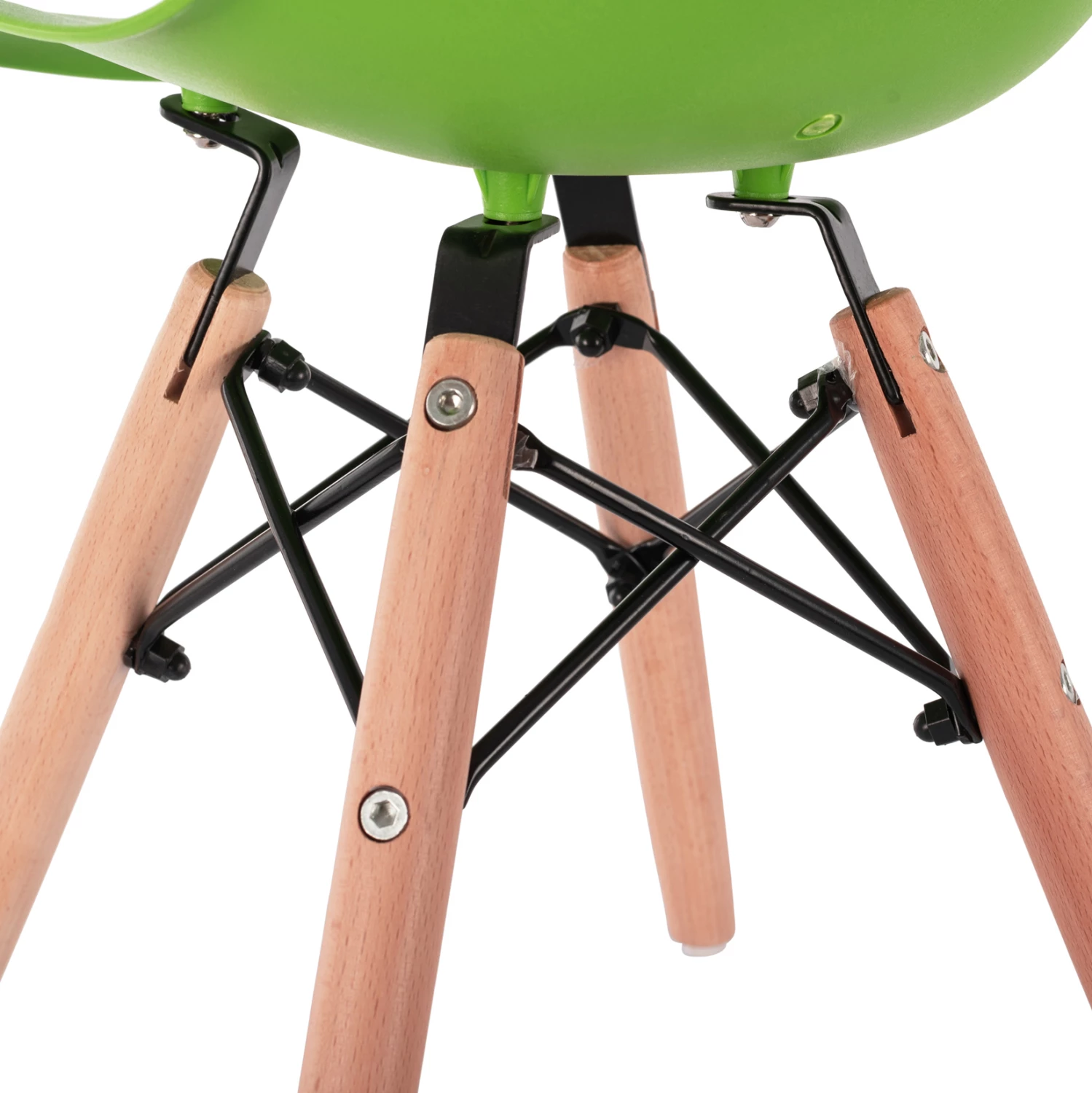 Karrige Twist për fëmijë FH8453.03 me këmbë druri & ulëse të gjelbër 30,5x33x59 cm, set prej 4 copë