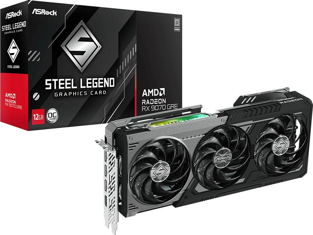 Kartelë grafike ASRock Radeon RX 9070 GRE Steel Legend, 12GB GDDR6, PCIe 5.0, e zezë