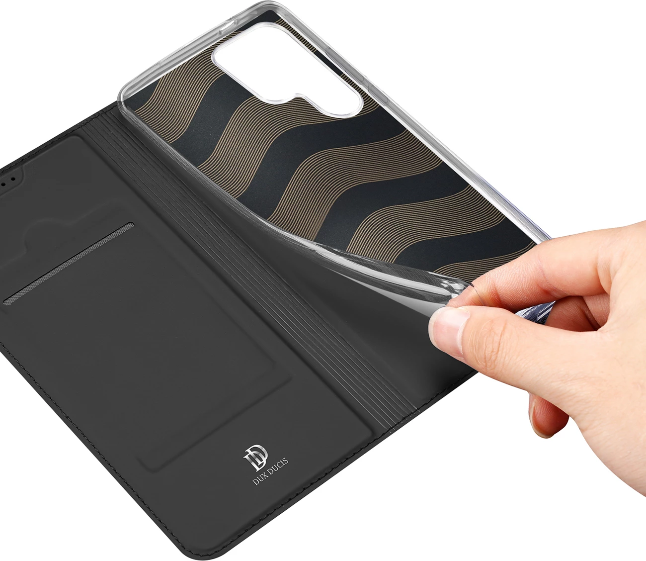 Mbështjellës Dux Ducis Skin Pro për Samsung Galaxy S26 Ultra, flip me portofol dhe stand, i zi