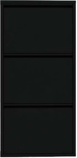 Dollap këpucësh, 3 pjesë, metalik, ngjyrë e zezë, Skye Decor