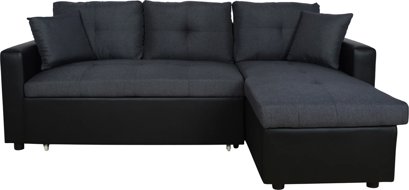 Kënd divani shtrat Wayne 220x146x86 FH3028.01 Gri me PU të zezë