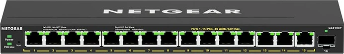 Switch NETGEAR GS316EP-100PES, Managed, Gigabit Ethernet, PoE, i zi