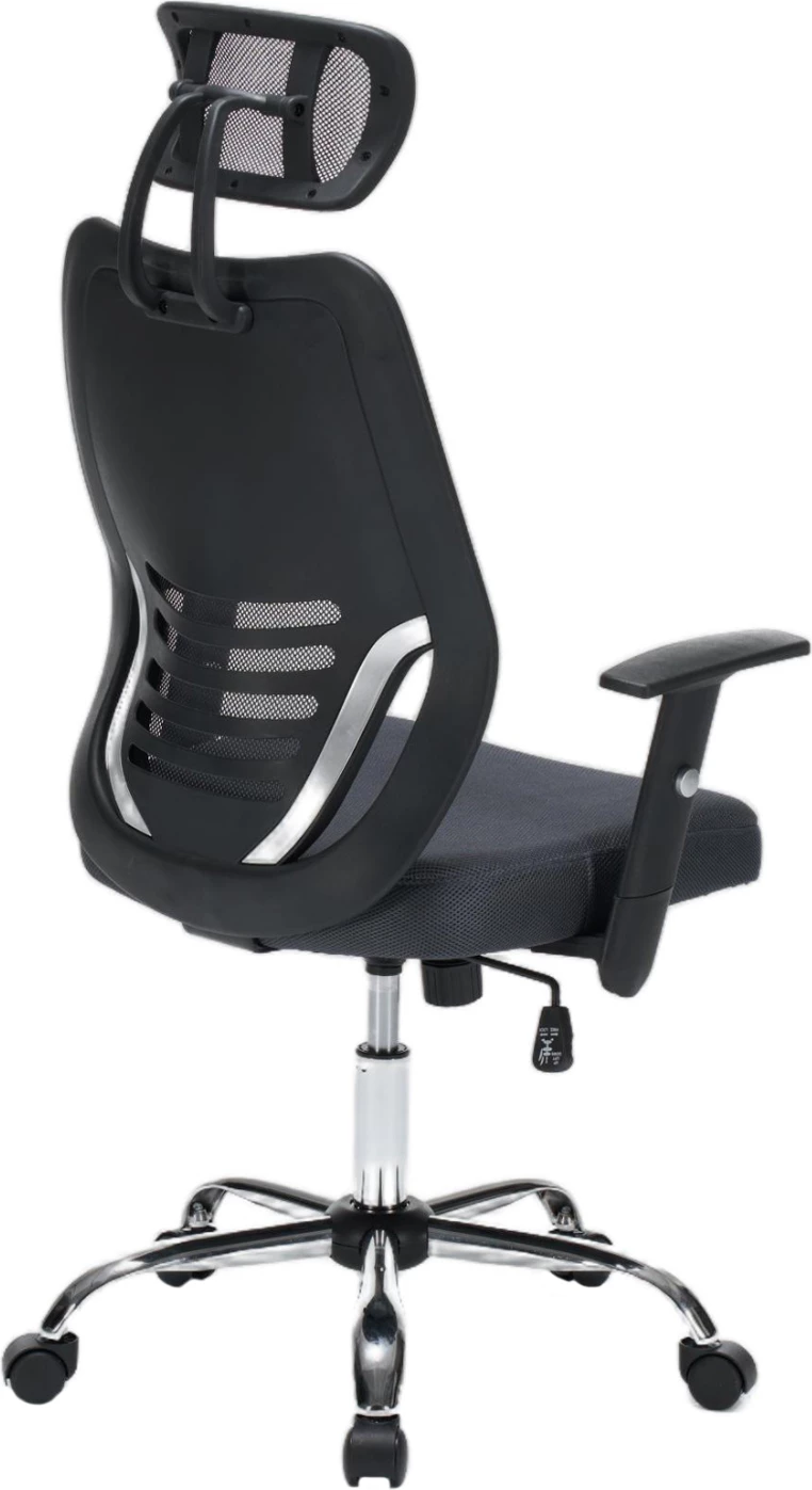 Karrige zyre BRIEF, material rrjete gri, bazë e kromuar, FH1206.02, 63x64x122cm