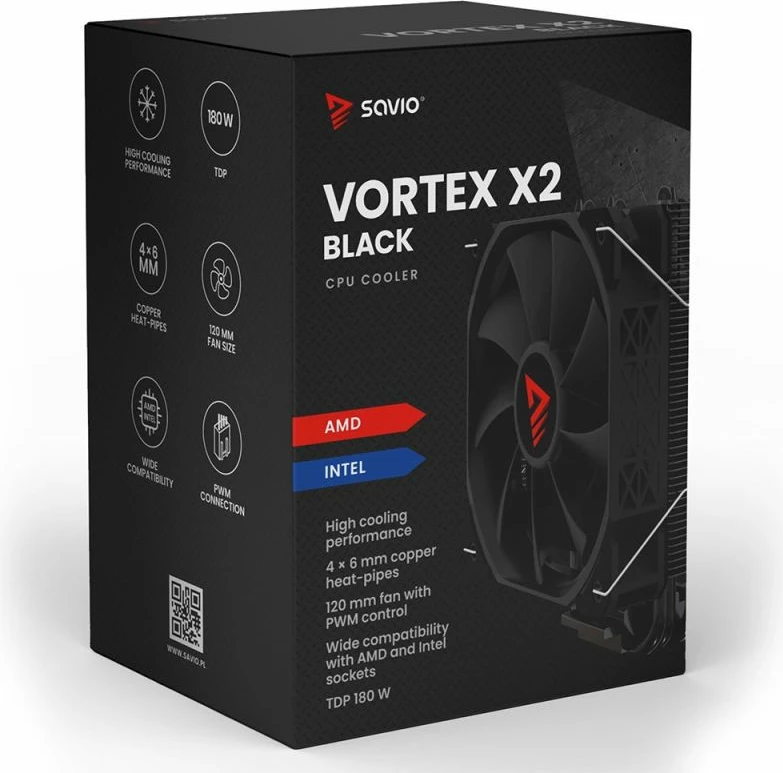 Ftohës procesori SAVIO VORTEX X2, i zi