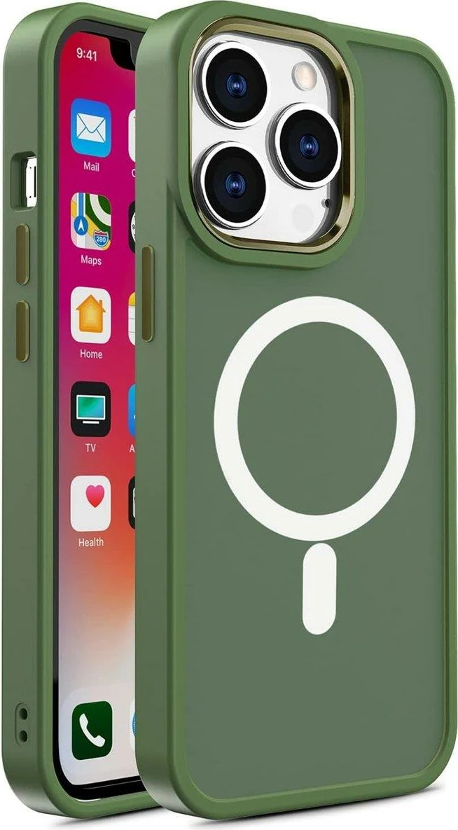 Mbështjellës Hurtel Color Matte Case për iPhone 14 Plus, MagSafe, i gjelbër