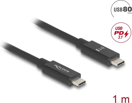 Kabllo USB-C DeLOCK 81211, USB4 80 Gbit/s, Thunderbolt 4, 1 m, USB PD 240 W, e zezë