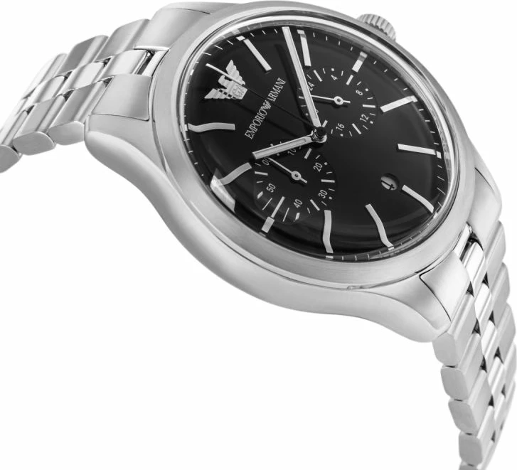 Orë dore meshkuj Emporio Armani Dario AR11691, e zezë/argjendtë, me kuti